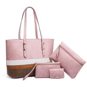 dante潮流女包拼色手提包时尚大容量四件套子母包包 粉红色
