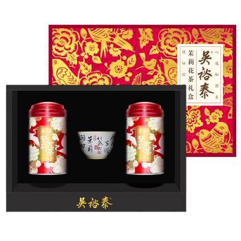 吴裕泰 茉莉花茶 红罐礼盒装200g/盒 带杯