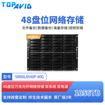TOPAVID SRB8L8548P 48盘40G万兆光纤 1056TB企业级存储容量 4K影视非编共享剪辑磁盘阵列 光纤网络存储
