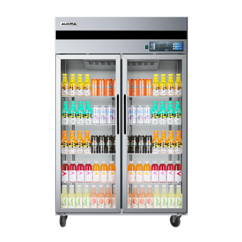 澳柯玛（AUCMA）890升风冷无霜商用不锈钢展示柜保鲜柜陈列柜玻璃门冰柜 双门厨房冰箱饮料蔬菜陈列柜  VC-890AW
