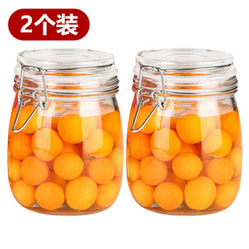 全适无铅玻璃密封罐收纳罐750ml透明蜂蜜柠檬储物罐腌制储存罐 两个装