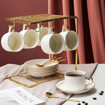 南山先生咖啡杯套装 欧式小奢华创意陶瓷杯碟勺咖啡壶 咖啡壶礼盒装