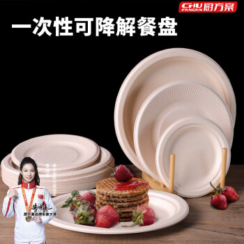 厨方案一次性餐盘菜盘蛋糕盘纸碟本色加厚餐具圆盘-8寸纸碟-5百个装