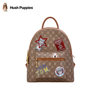 暇步士（Hush Puppies）双肩包女士卡通风背包旅行包上学书包 萌动星球系列 卡其色 中包