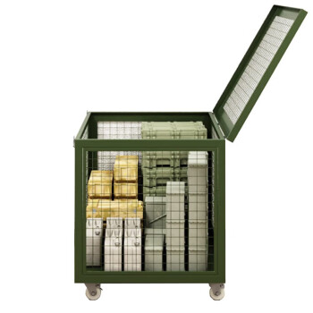 佰施特绿色移动网箱 行军器材箱铁网笼军绿物资网箱 A款网箱1.2米长