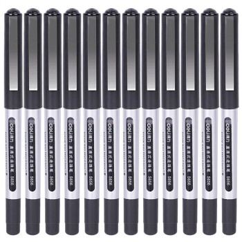 得力 直液式签字笔0.5mm中性笔考试笔 黑色 12支/盒 S656