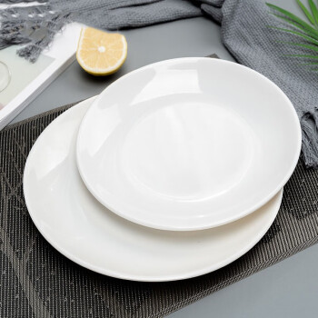 贝莱恩仿瓷圆盘子 商用自助快餐盘炒菜盘塑料盘 白色7英寸浅式圆盘