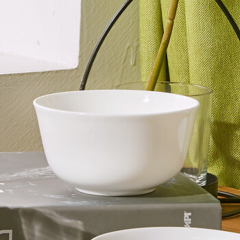 茶花 中式纯白餐具家用碗盘组合陶瓷碗纯白4.5英寸金钟碗 单位：个