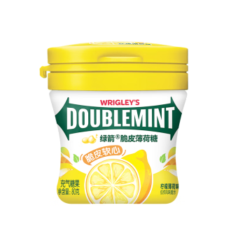 绿箭(DOUBLEMINT)薄荷糖脆皮软心糖柠檬薄荷味80g/瓶糖果零食儿童零食