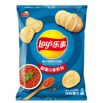 乐事（Lay's）薯片 意大利香浓红烩味 135克 休闲零食 膨化食品