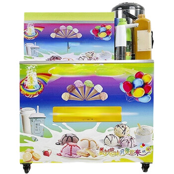 欧斯若 纯手工七彩冰淇淋机器摆摊保温箱子甜筒冰激凌商用小推车   冰淇淋机