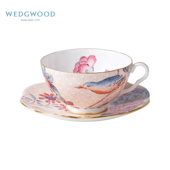 WEDGWOOD威基伍德 杜鹃系列单人杯碟套装 骨瓷欧式精致下午茶咖啡具 桃色
