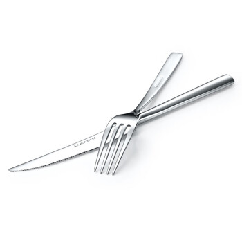路卡酷（LUCUKU）304不锈钢西餐牛排刀叉两件套 加厚牛排餐刀叉子餐具套装组合