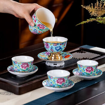 味邦珐琅彩茶具套装景德镇陶瓷家用办公室茶具整套高档茶道礼品礼
