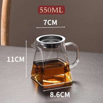 GIANXI玻璃公道杯带过滤网茶漏套装茶具配件茶水分茶器加厚茶杯550ml