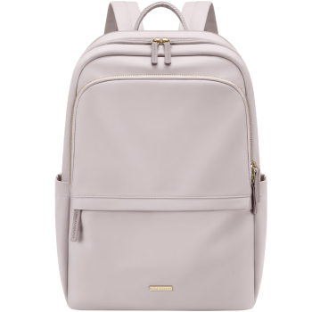 高尔夫（GOLF）双肩包女大容量可装15.6英寸笔记本电脑包学生书包旅行包 皮粉色