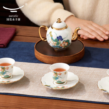 auratic国瓷永丰源 幸福和鸣 12头茶壶杯碟茶具套装 （4人位）