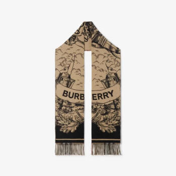 博柏利（BURBERRY）【礼物】围巾男女 双面两用马术骑士徽标羊绒围巾80737681