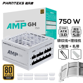 PHANTEKS追风者AMP GH金牌750W白色全模组电源(ATX3.0/原生PCI-E5.0/蟒纹线/理线梳/全日系电容/4090)