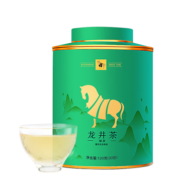 八马茶业绿茶 金马罐钱塘龙井一级120g 2024年罐装茶叶自己喝