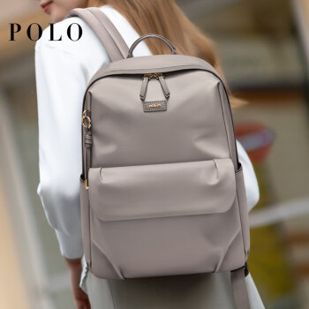 POLO双肩包女休闲背包可放14英寸笔记本电脑包学生书包旅行出差通勤包