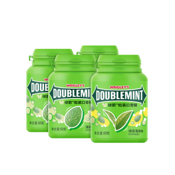 绿箭(DOUBLEMINT)口香糖约40粒64g*4瓶 口气清新糖糖果零食休闲零食
