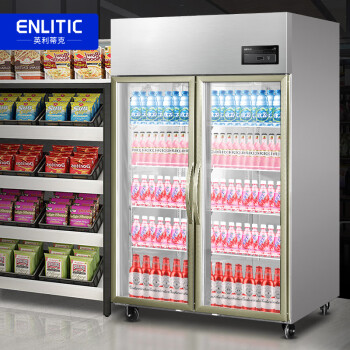 英利蒂克（Enlitic）保鲜柜商用双门展示柜单位用冷藏柜水果蔬菜立式展示冰柜不锈钢冰柜 标准冷藏A+款LBR2