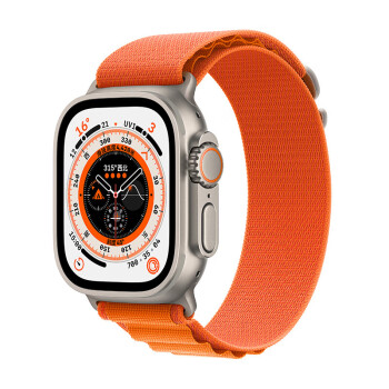 Apple/苹果 Watch Ultra 智能手表 GPS + 蜂窝款 49毫米 钛金属表壳橙色高山回环式表带小号MNHP3CH/A