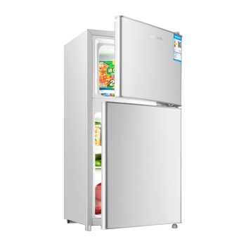 奥克斯 （AUX）52升双门小冰箱家用迷你小型冰箱 冷藏冷冻保鲜小冰箱宿舍租房节能电冰箱（宽款拉丝银）