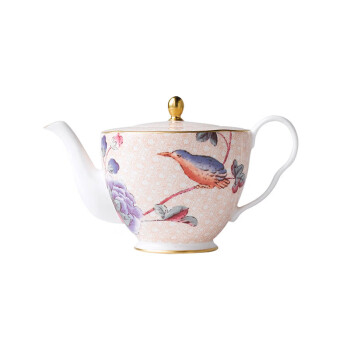 WEDGWOOD威基伍德 杜鹃小茶壶 500ml骨瓷带盖咖啡壶粉色欧式精致下午茶具