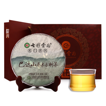 七彩雲南茶叶 普洱茶生茶 2017年巴达山古树茶357g 茶叶礼盒 送礼