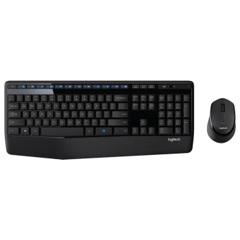 罗技（Logitech）MK346P 企业级无线办公键鼠套装（MK345造型） 电脑笔记本办公键鼠套装 全尺寸带手托   黑色