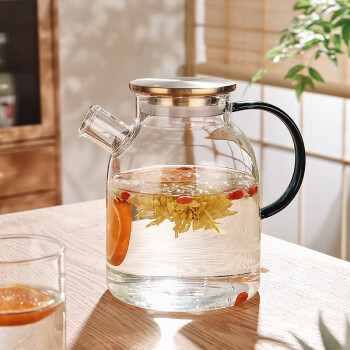 格娜斯玻璃泡茶壶煮茶器耐高温下午茶花果茶壶大容量冷水凉水壶1500ml