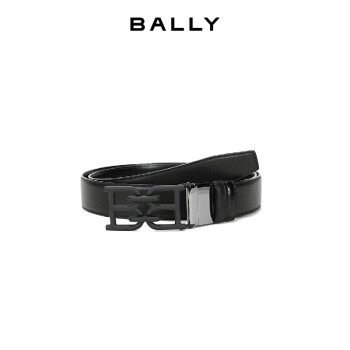 巴利（BALLY）男士板扣双面腰带黑色 B CHAIN 35 M 640 6235276 110cm