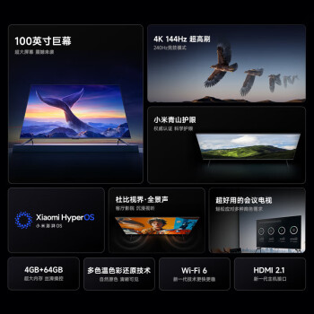 小米（MI）电视 Redmi MAX 100英寸 可移动电视一体机 4K 144Hz 远场语音4+64GB L100RA-MAX【移动支架安装】