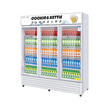 雪族COOKING KETTLE展示柜冷藏大容量饮料柜冰柜商用保鲜超市玻璃门冰箱三门立式啤酒柜