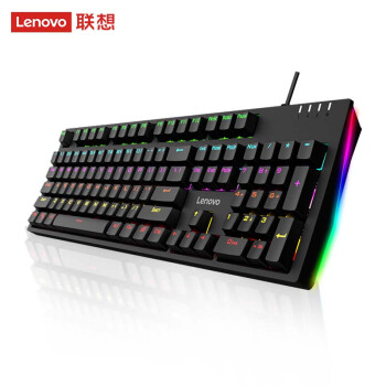 联想 K104 机械键盘 青轴 RGB光效 有线 适用拯救者R9000P/Y7000 游戏电竞办公键盘 104键 吃鸡键盘 黑色