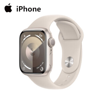 Apple Watch Series 9 智能手表GPS款41毫米星光色铝金属表壳 星光色运动型表带M/L 健康手表S9 MR8U3CH/A