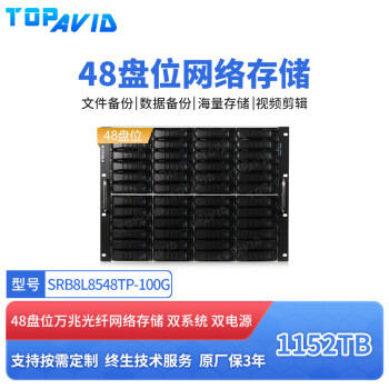 TOPAVID SRB8L8548TP 48盘100G万兆 标配1152TB企业级存储容量 4K影视非编共享剪辑磁盘阵列 网络磁盘阵列