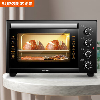 苏泊尔（SUPOR）家用多功能电烤箱 35升大容量易操作 上下独立控温可拆洗炉灯黑色  K35FK602