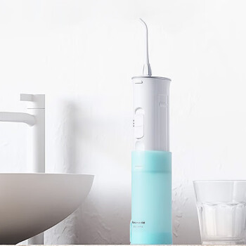 松下 冲牙器洗牙器牙线 高压喷射气泡水流立式便携洁牙器 便携桶式收纳EW-ADJ4-A蓝色