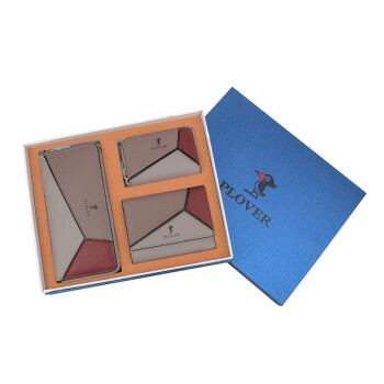 PLOVER前卫手包钱包卡包三件套 时尚商务休闲套装礼盒 拼色 GD81217-3NH