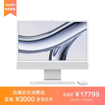 Apple iMac 24英寸 银色 4.5K屏 8核M3芯片(10核图形处理器)24G 1TBSSD一体式电脑主机Z19E00064【企业专享】