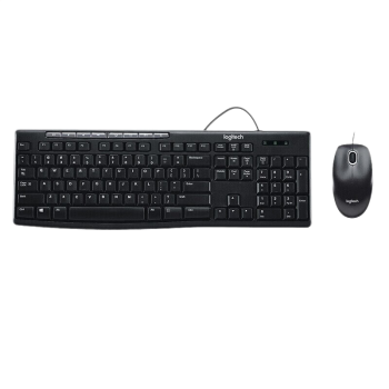 罗技 MK200 多媒体键鼠套装有线键鼠套装商务办公电脑专用键鼠套装 MK200  黑色