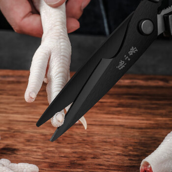 张小泉黑钛剪刀不锈钢多功能剪刀烤肉剪子辅食剪 耐锈防粘