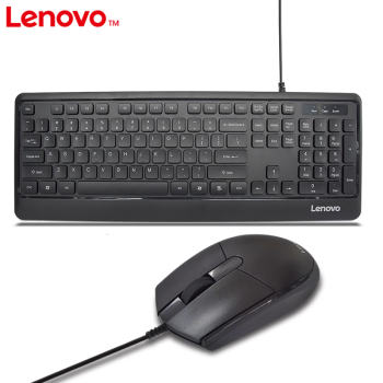 联想（Lenovo） 键盘鼠标套装 办公商务轻音打字薄膜键盘 台式电脑笔记本办公游戏通用 【KM102】黑