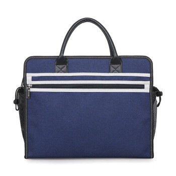 斯莫尔8143蓝色横款时尚商务手提包男大容量文件包公文包单肩斜挎包