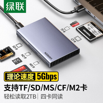 绿联（UGREEN）USB3.0读卡器五合一多功能  支持SD/TF/CF/MS/M2卡多卡同读 适用电脑相机记录仪监控存储内存卡
