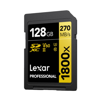 雷克沙（Lexar）128GB SD存储卡 C10 U3 V60 数码相机高速内存卡 读280MB/s 写210MB/s 4K畅拍（1800x）