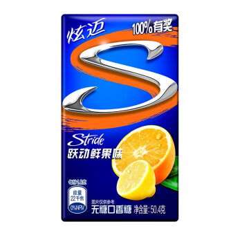 炫迈（Stride） 无糖口香糖片装 休闲零食糖果美味持久 跃动鲜果味50.4g*1盒